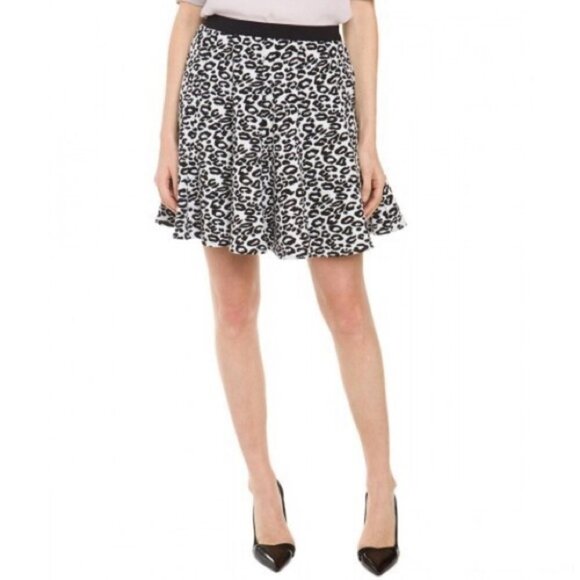 Rebecca Taylor Black & white leopard print flip skater skirt size 8 - Picture 16 of 16